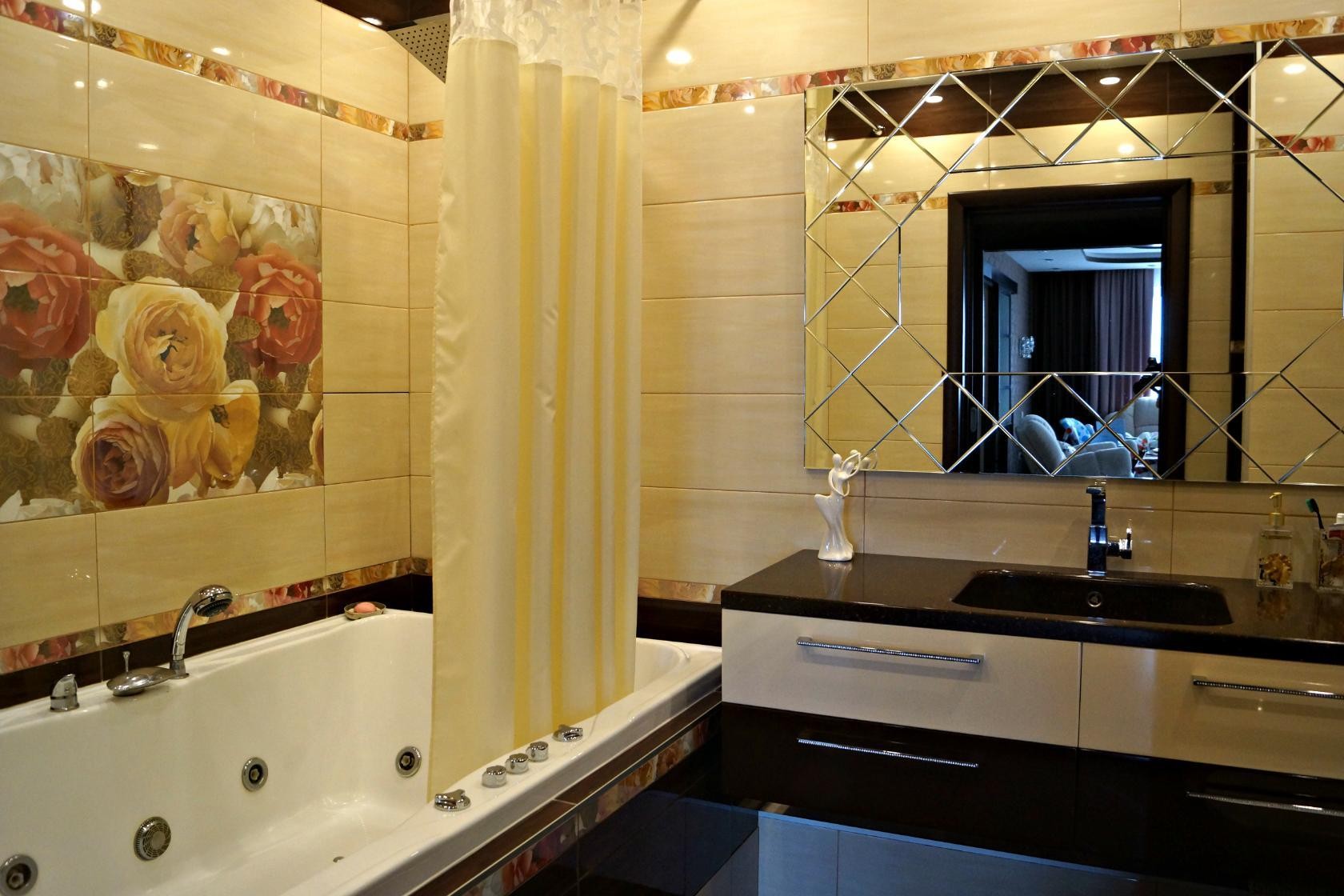 Бежевая ванная комната - фото идеи дизайна ванны в бежевых тонах