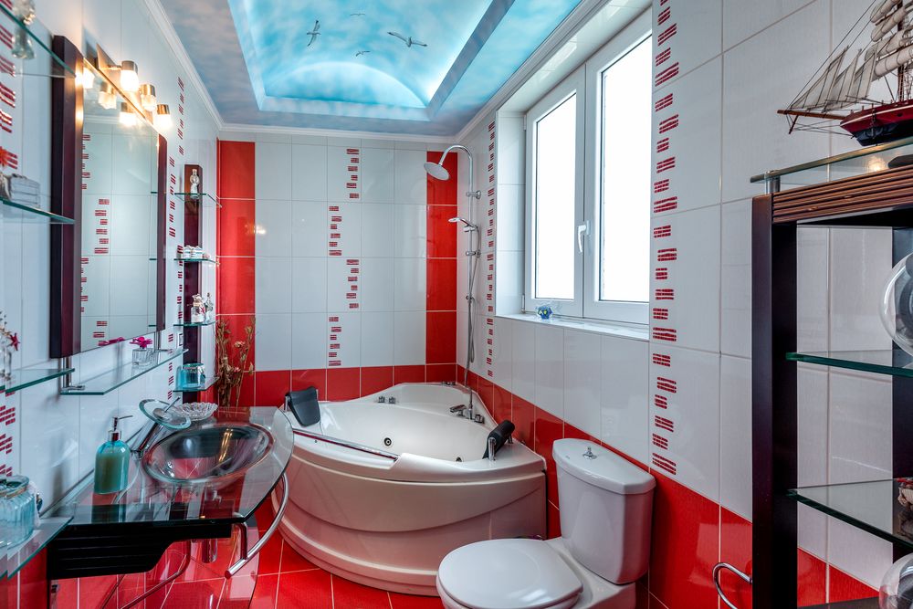 Дизайн красной ванной комнаты: 120+ реальных фото примеров и идей оформления