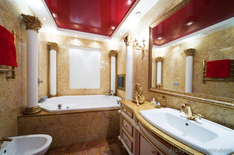 Fashionable marble bathroom in a modern apartment