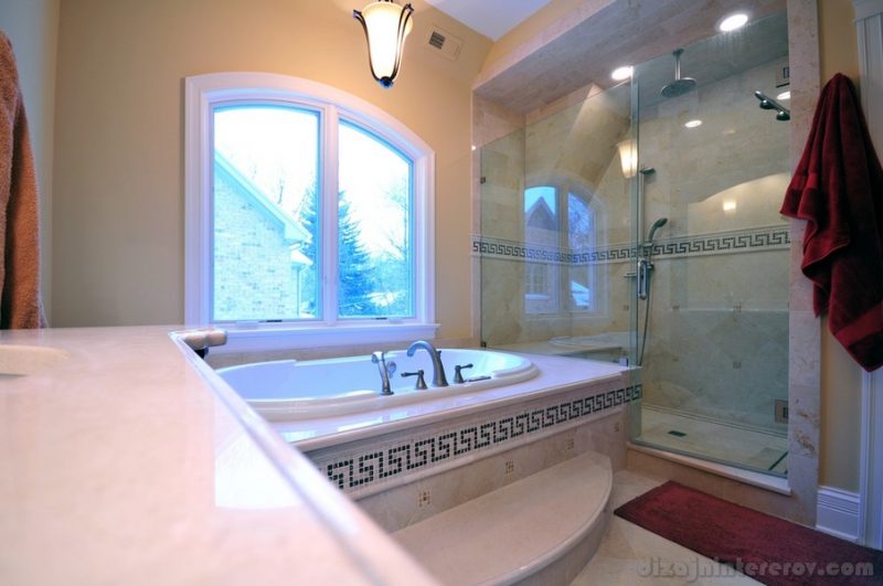 Bathroom Interior. Shower and Bath Tube.