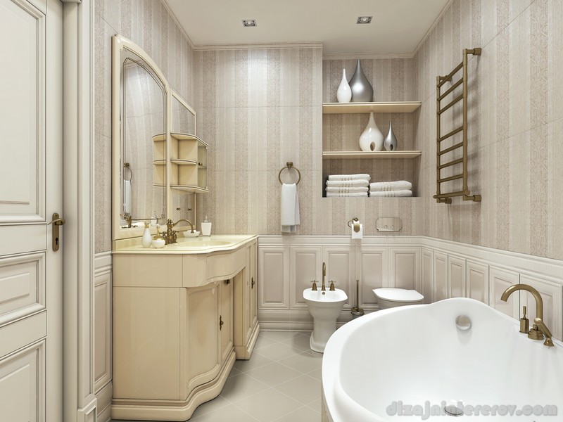 luxury bathroom, classic style, 3d images