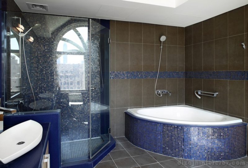 interior of bright and colorful european shower