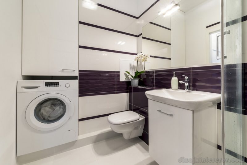 Modern bathroom in white and violet style