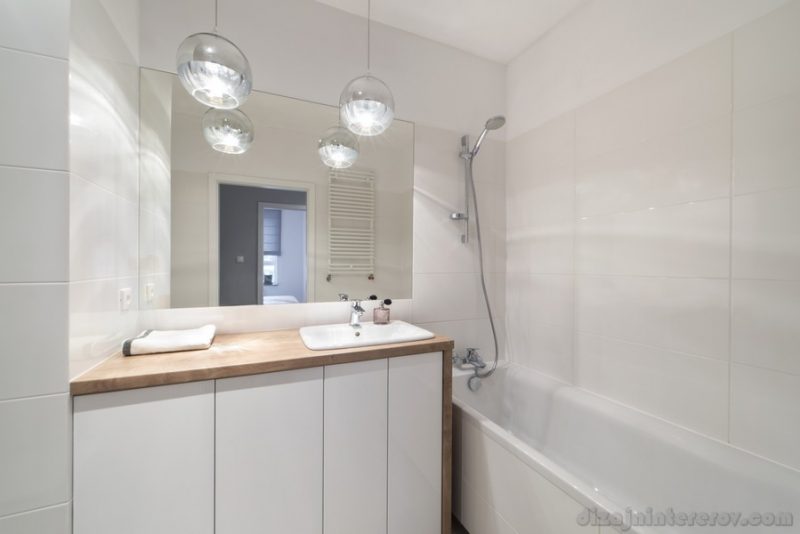 Stylish bathroom in small apartment, scandinavian style