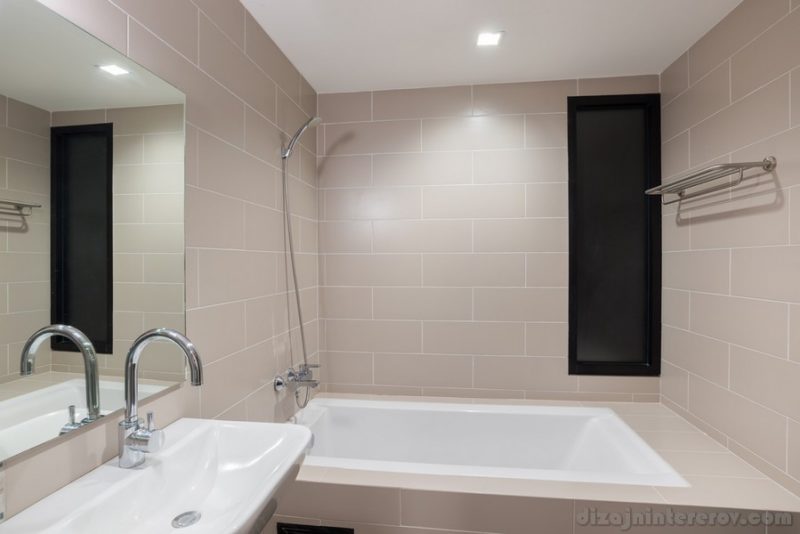 Modern bathroom with a shower and bathtub