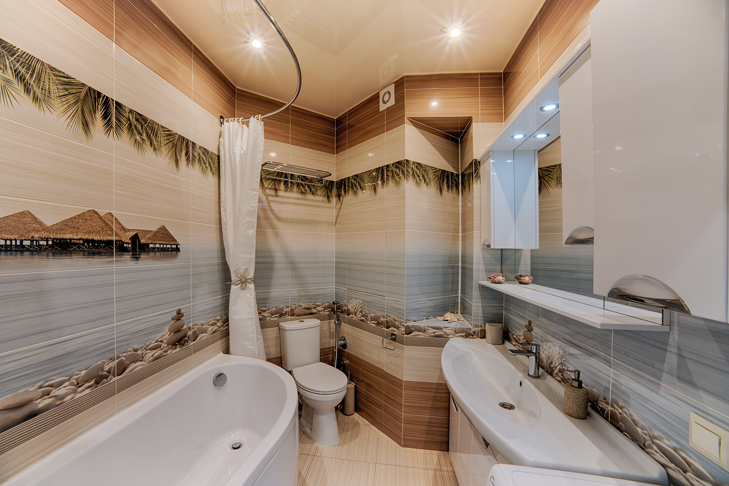 Дизайн ванной комнаты с реальными материалами