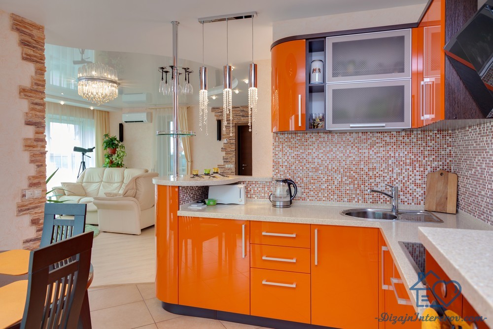 Дизайн кухни оранжевого цвета: полезные советы по оформлению и 100+ фото примеров