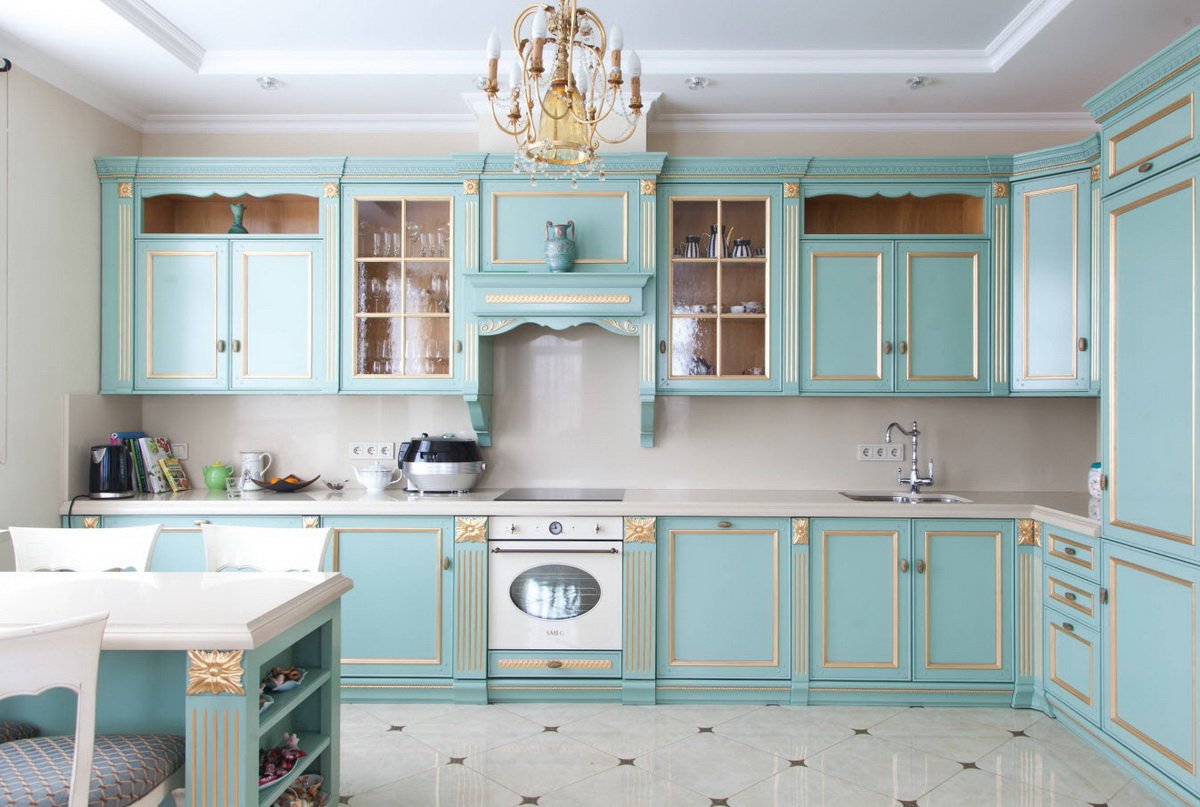 Дизайн голубой кухни: полезные советы по оформлению и реальные фото примеры