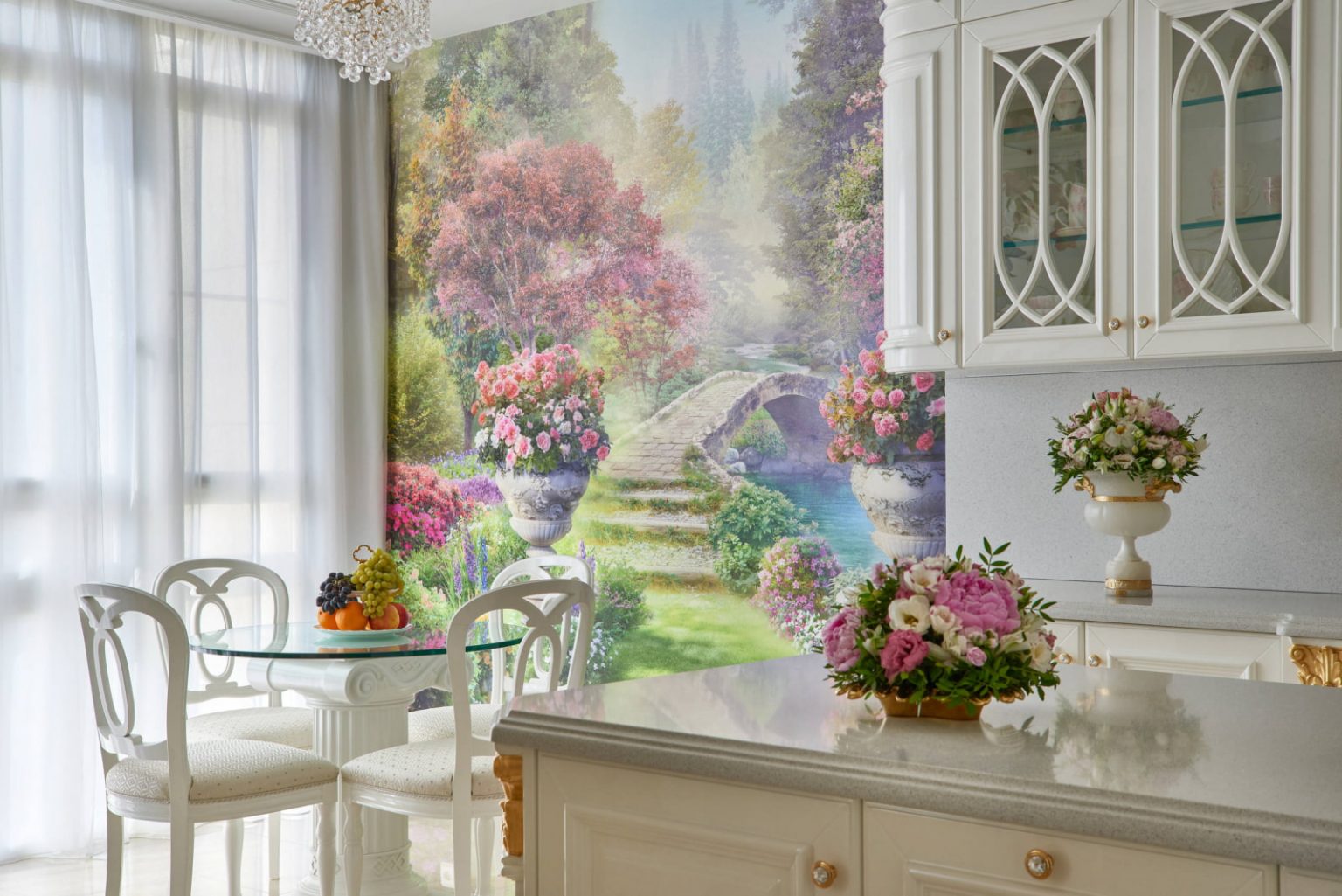 Красивые фотообои на АЛИЭКСПРЕСС для кухни с окном и цветами