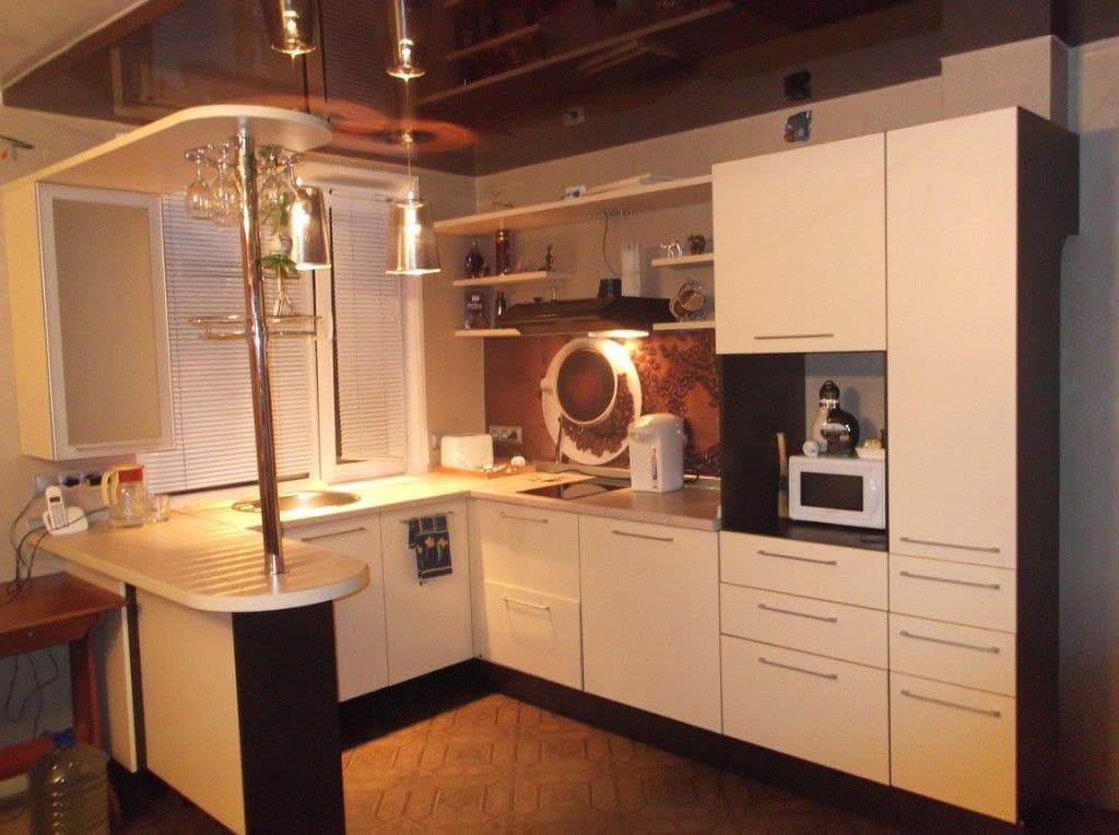 Дизайн маленькой кухни с барной стойкой: 100  реальных фото примеров